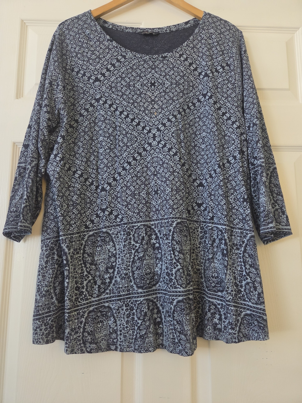 Lucky Brand Navy and White Printed Scoop Neck Tunic